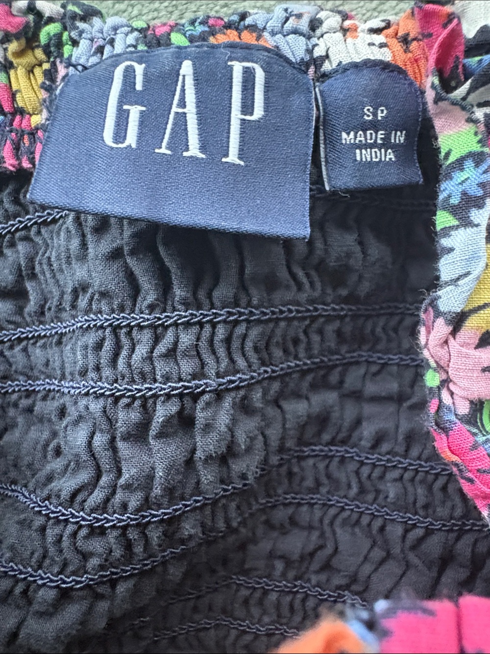 GAP Floral Smocked Midi Dress Black Cotton Tiered Sundress Small - Picture 3 of 5